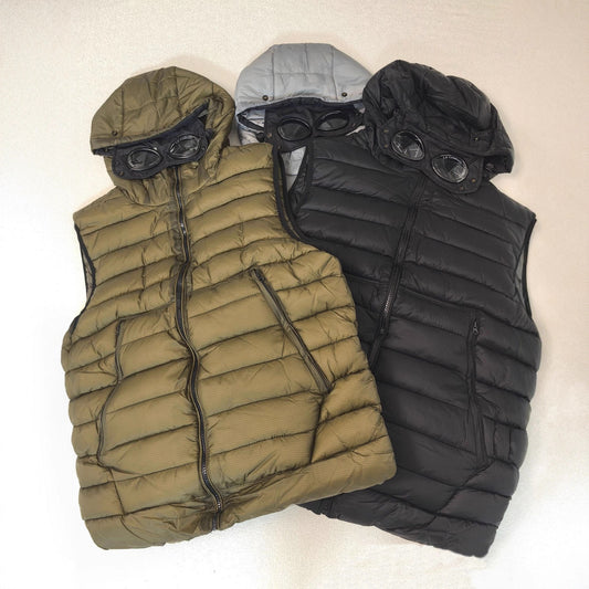Loose Sleeveless Hooded Warm Cotton Vest with Badge and Mirror Patches