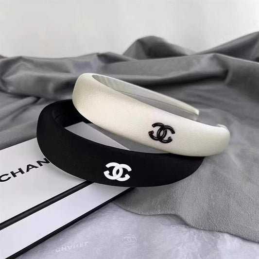 High-End Polka Dot White Headband French Retro Chanel Style Headband High Crown Hair Clip Hair Accessory Elegant Hair Ornament